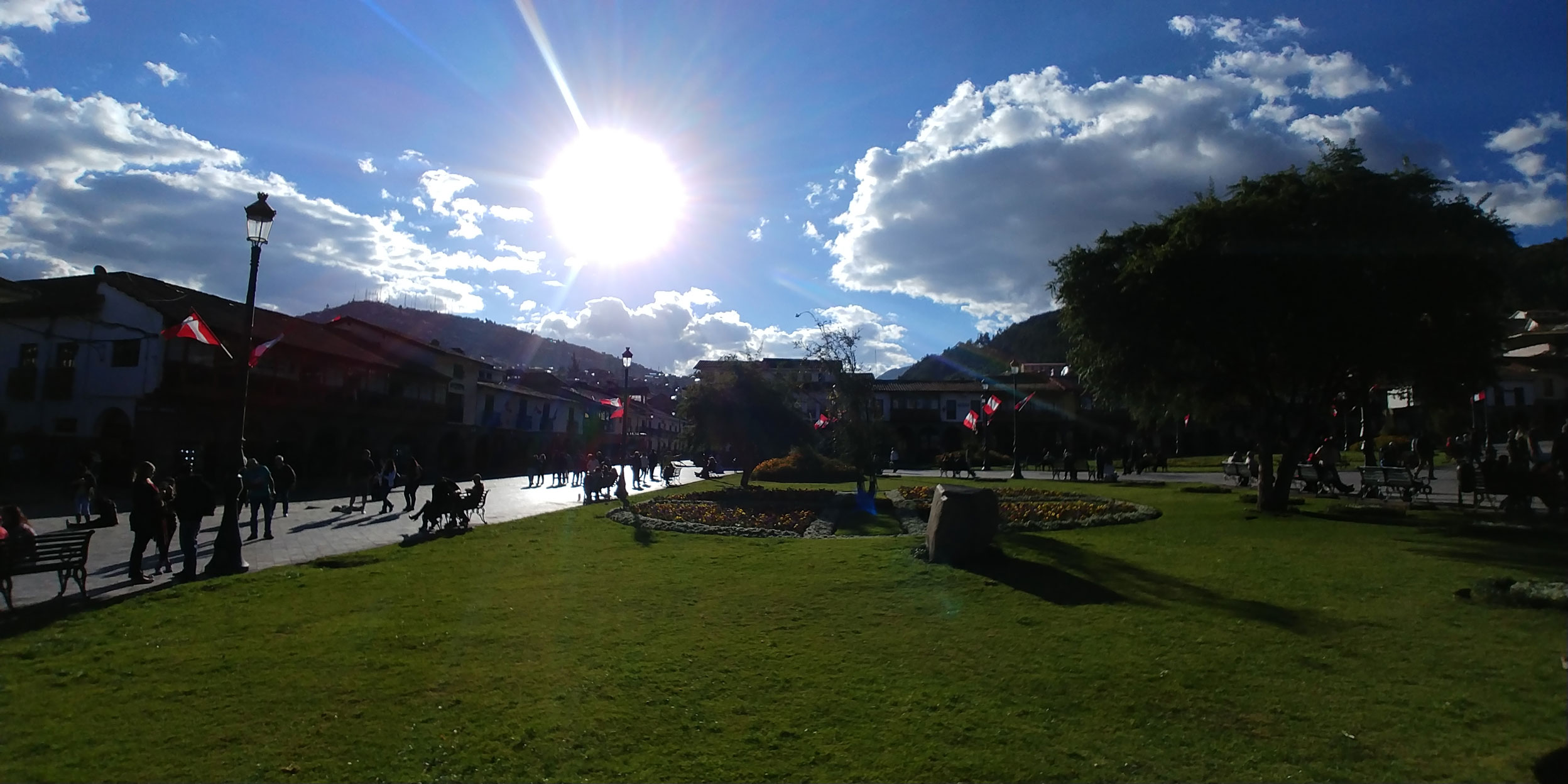 sunset in the Plaza de Armas Cusco